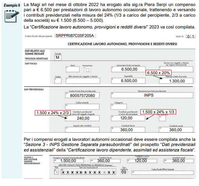 CASI PRATICI DI COMPILAZIONE DELLA CU 2023 LAVORO AUTONOMO, PROVVIGIONI ...